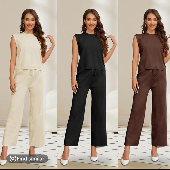 Cream Ribbed Sweater Set - Picture 3 of 6